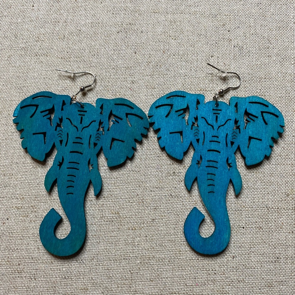 Wooden Elephant Earrings